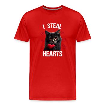 I steal hearts Katze - Männer Premium Bio T-Shirt - Rot - Vorne - Damien (186cm)
