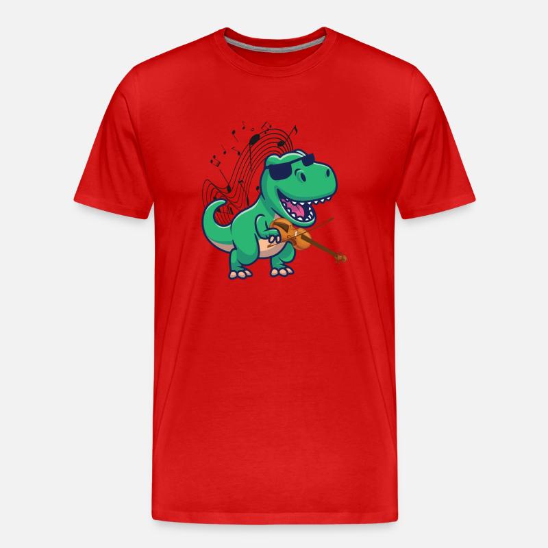 Violin Violinist T-Rex Dinosaur - Männer Premium Bio T-Shirt - Rot