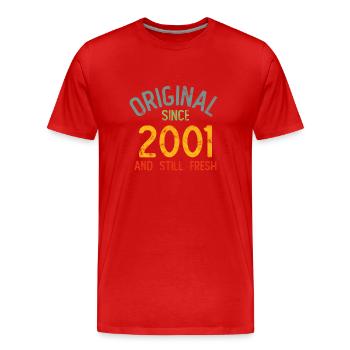 2001 Vintage - Men's Premium Organic T-Shirt - red - Front - Damien (186cm)
