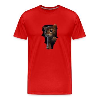 Cat Cute Kitten Cracked Cat Lovers Cats - Men's Premium Organic T-Shirt - red - Front - Damien (186cm)