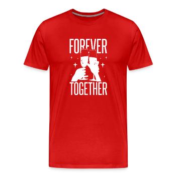 Zwillings Geschwister Party mit Sektglas - Männer Premium Bio T-Shirt - Rot - Vorne - Damien (186cm)