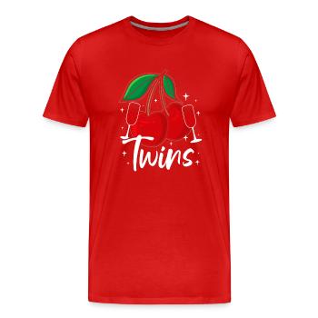 Sour cherries twin siblings design - Men's Premium Organic T-Shirt - red - Front - Damien (186cm)