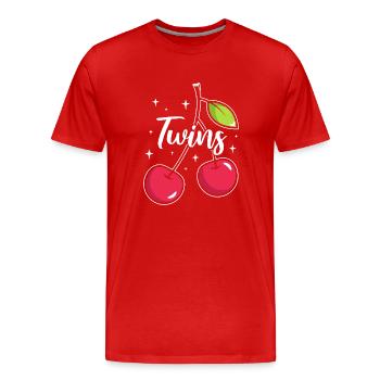 Sour cherries twin siblings design - Men's Premium Organic T-Shirt - red - Front - Damien (186cm)