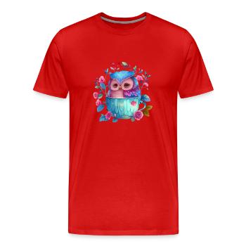 owl animal sweet wild bird zoo forest nature child - Men's Premium Organic T-Shirt - red - Front - Damien (186cm)