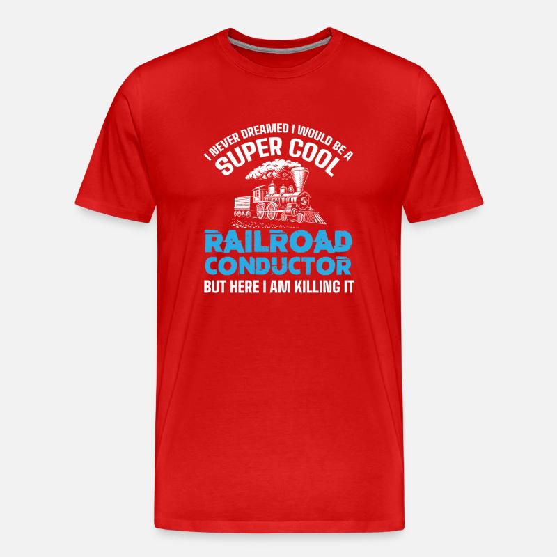 Eisenbahnleiter, Eisenbahn Railfan - Männer Premium Bio T-Shirt - Rot