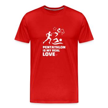 I love pentathlon - Men's Premium Organic T-Shirt - red - Front - Damien (186cm)