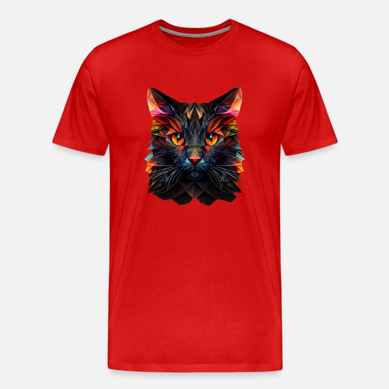Katze Katzen Kätzchen Polygon Katze - Männer Premium Bio T-Shirt - Rot
