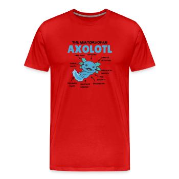 Axolotl Explication Anatomie d’un Axolotl - T-shirt bio Premium Homme - rouge - Devant - Damien (186cm)