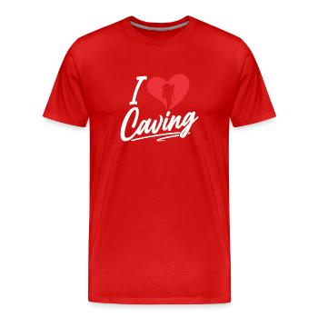 I love caving caving caving - Men's Premium Organic T-Shirt - red - Front - Damien (186cm)