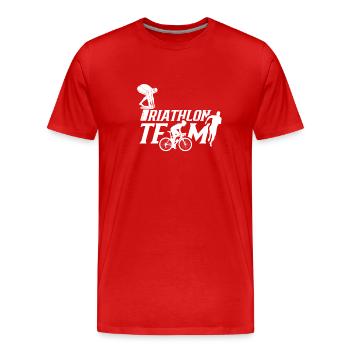 Triathlon Équipe Triathlète Triathlète Triathlon - T-shirt bio Premium Homme - rouge - Devant - Damien (186cm)