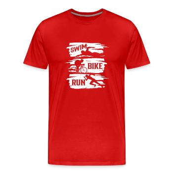 Natation Vélo Course Triathlète Triathlète Triathlon Triathlète - T-shirt bio Premium Homme - rouge - Devant - Damien (186cm)