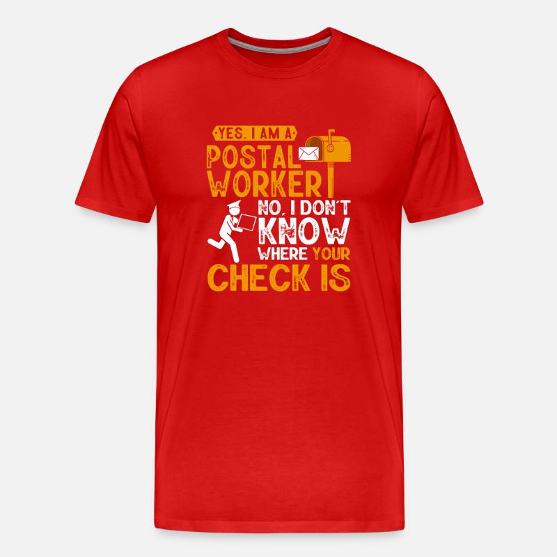Postarbeiter, Post Mann - Männer Premium Bio T-Shirt - Rot