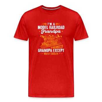 Ventilateur de chemin de fer, locomotive, conducteur de chemin de fer - T-shirt bio Premium Homme - rouge - Devant - Damien (186cm)