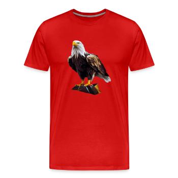 Conception polygonale cool avec un pygargue à tête blanche - T-shirt bio Premium Homme - rouge - Devant - Damien (186cm)
