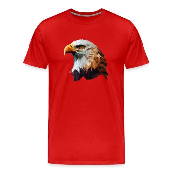 Conception polygonale cool avec un pygargue à tête blanche - T-shirt bio Premium Homme - rouge - Devant - Damien (186cm)