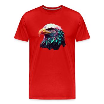 Conception polygonale cool avec un pygargue à tête blanche - T-shirt bio Premium Homme - rouge - Devant - Damien (186cm)