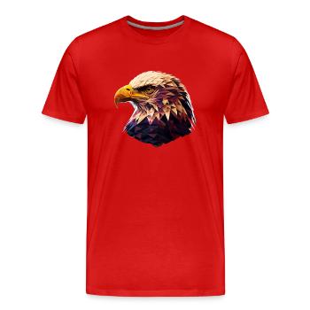 Conception polygonale cool avec un pygargue à tête blanche - T-shirt bio Premium Homme - rouge - Devant - Damien (186cm)