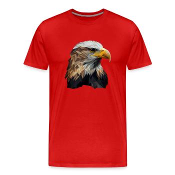 Conception polygonale cool avec un pygargue à tête blanche - T-shirt bio Premium Homme - rouge - Devant - Damien (186cm)