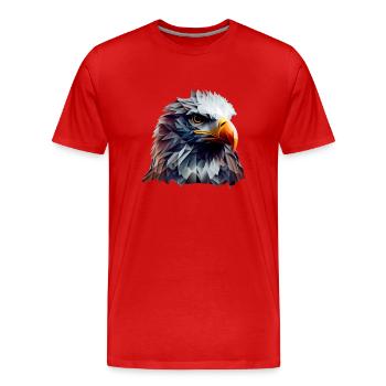 Conception polygonale cool avec un pygargue à tête blanche - T-shirt bio Premium Homme - rouge - Devant - Damien (186cm)