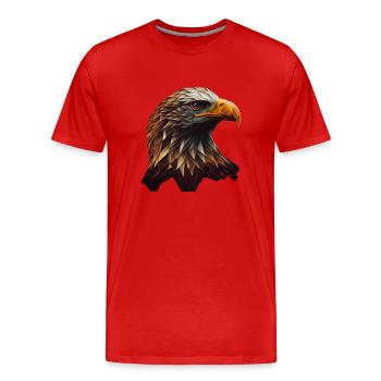 Conception polygonale cool avec un pygargue à tête blanche - T-shirt bio Premium Homme - rouge - Devant - Damien (186cm)