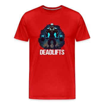 Deadlifts Gym Fitness Fun Workout - T-shirt bio Premium Homme - rouge - Devant - Damien (186cm)