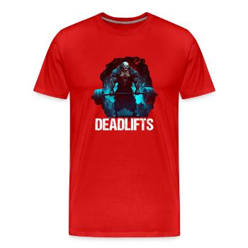 Deadlifts Gym Fitness Fun Workout - T-shirt bio Premium Homme - rouge - Devant - Damien (186cm)