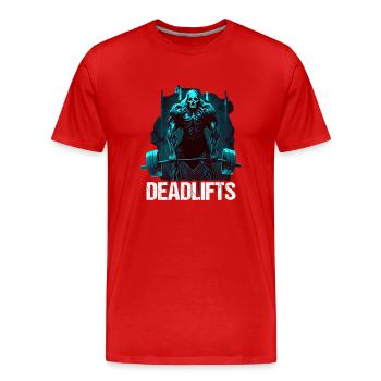 Deadlifts Gym Fitness Fun Workout - T-shirt bio Premium Homme - rouge - Devant - Damien (186cm)
