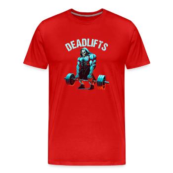 Deadlifts Gym Fitness Fun Workout - T-shirt bio Premium Homme - rouge - Devant - Damien (186cm)