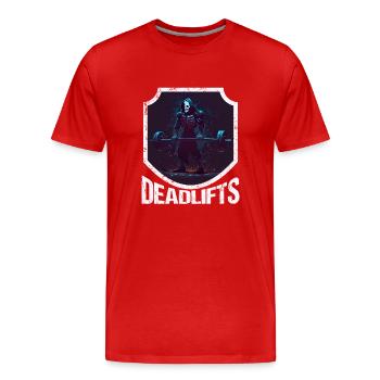 Deadlifts Gym Fitness Fun Workout - T-shirt bio Premium Homme - rouge - Devant - Damien (186cm)