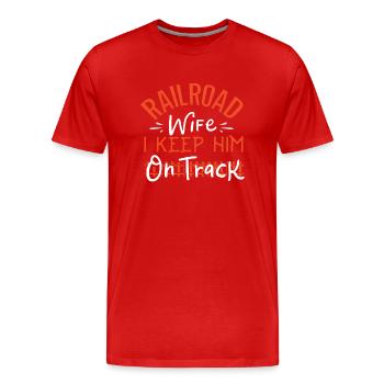 Railway, locomotive - Men's Premium Organic T-Shirt - red - Front - Damien (186cm)