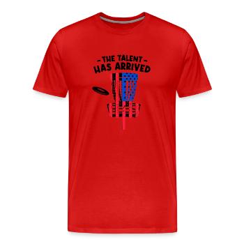 Das Talent ist da - Männer Premium Bio T-Shirt - Rot - Vorne - Damien (186cm)