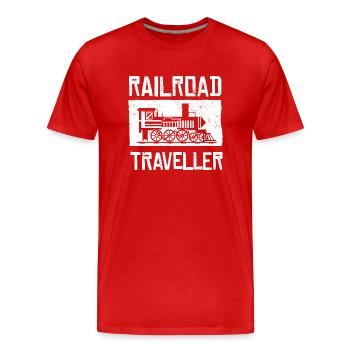 Railway, locomotive - Men's Premium Organic T-Shirt - red - Front - Damien (186cm)