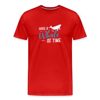 Observation des baleines Amusez-vous avec une baleine du temps - T-shirt bio Premium Homme - rouge - Devant - Damien (186cm)