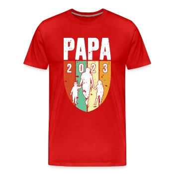 PAPA SEIT 2023 - Männer Premium Bio T-Shirt - Rot - Vorne - Damien (186cm)