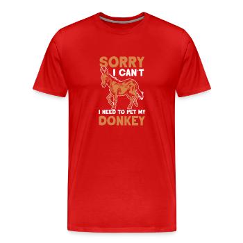 Ne puis-je pas avoir à caresser mon âne - T-shirt bio Premium Homme - rouge - Devant - Damien (186cm)