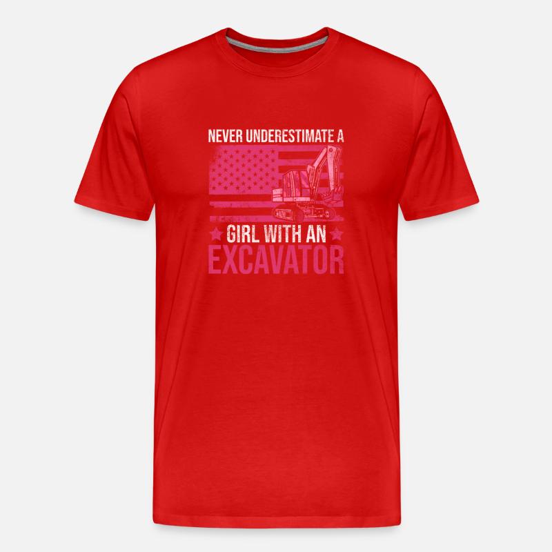 Bagger Mädchen Frau Baggerfahrer - Männer Premium Bio T-Shirt - Rot