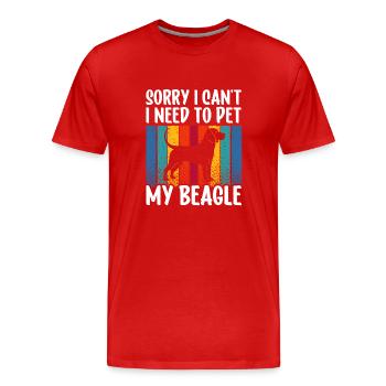 Kann Nicht Ich Muss Meinen Beagle Streicheln Hund - Männer Premium Bio T-Shirt - Rot - Vorne - Damien (186cm)