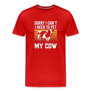 Ne puis-je pas avoir à caresser mes vaches - T-shirt bio Premium Homme - rouge - Devant - Damien (186cm)