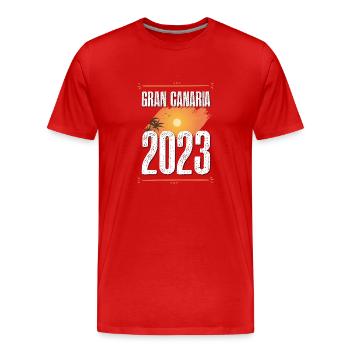 Grande Canarie 2023 (Garantie du prix le plus bas) - T-shirt bio Premium Homme - rouge - Devant - Damien (186cm)