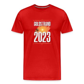 Goldstrand 2023 - Männer Premium Bio T-Shirt - Rot - Vorne - Damien (186cm)