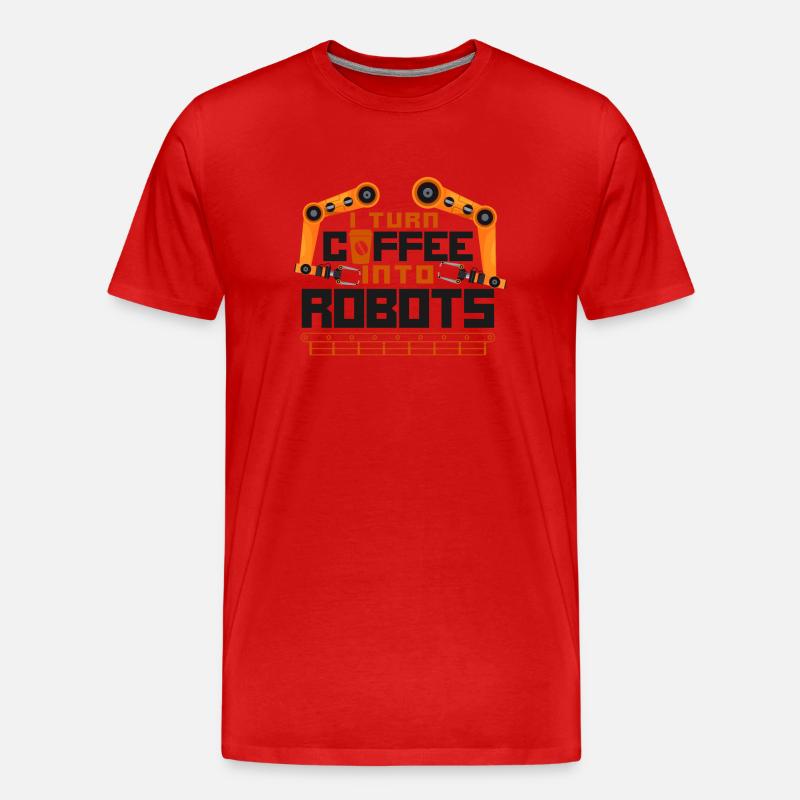Robot Robotics Engineer Coffee - Männer Premium Bio T-Shirt - Rot