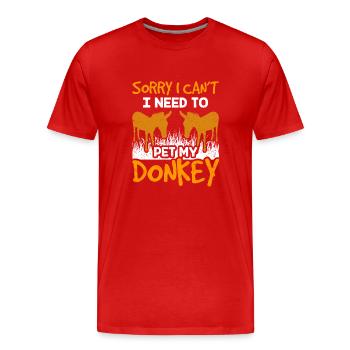 Ne puis-je pas avoir à caresser mon âne - T-shirt bio Premium Homme - rouge - Devant - Damien (186cm)