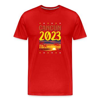 Cancun 2023 - T-shirt bio Premium Homme - rouge - Devant - Damien (186cm)