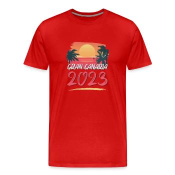 Grande Canarie 2023 (Garantie du prix le plus bas) - T-shirt bio Premium Homme - rouge - Devant - Damien (186cm)