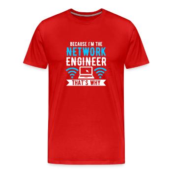 Ingénieur réseau en technologie des réseaux informatiques - T-shirt bio Premium Homme - rouge - Devant - Damien (186cm)