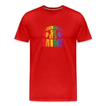 Je l’ai léché pour que ce soit ma tolérance LGBT - T-shirt bio Premium Homme - rouge - Devant - Damien (186cm)
