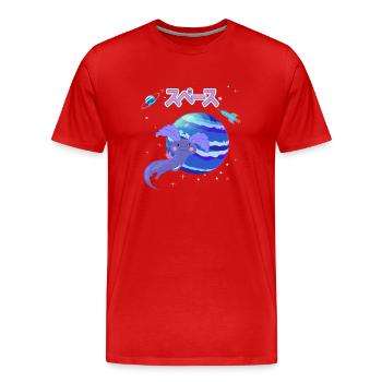 Weltall Axolotl - Männer Premium Bio T-Shirt - Rot - Vorne - Damien (186cm)