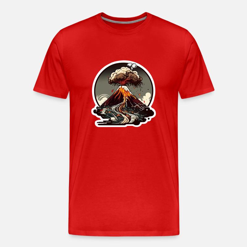 Ausbrechender Vulkan - Männer Premium Bio T-Shirt - Rot