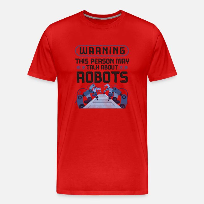 Robot Robotics Engineer Warning - Men's Premium Organic T-Shirt - red