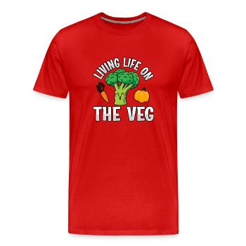 Living life on the veg vegan - Men's Premium Organic T-Shirt - red - Front - Damien (186cm)